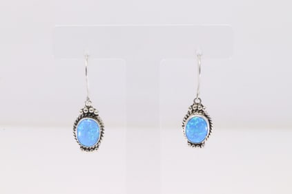 Native America Navajo Sterling Silver Opal Dangling Earring's By Geneva Werito.