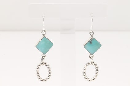 Native America Navajo Sterling Silver Turquoise Dangling Earring's By Kimberly Yazzie.