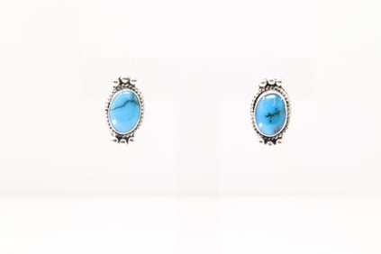 Native America Navajo Sterling Silver Turquoise Post Earring's By Rena Begay.