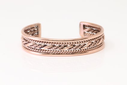 Native America Navajo Copper Bracelet Cuff By Elaine Tahe.