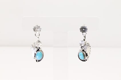 Native America Navajo Sterling Silver Turquoise Post Earring's By Verley Betone.