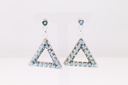 Native America Zuni Sterling Silver Turquoise Post / Dangling Earring's.