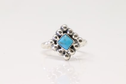 Native America Navajo Sterling Silver Turquoise Ring By Paige Gordon.