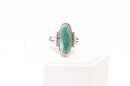 Native America Navajo Sterling Silver Turquoise Ring By Samuel Yellowhair.