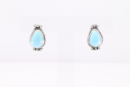 Native America Navajo Sterling Silver Turquoise Post Earring's By Rena Begay.