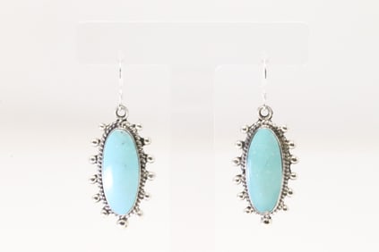 Native America Navajo Sterling Silver Turquoise Dangling Earring's By  Rosemary Saunders.