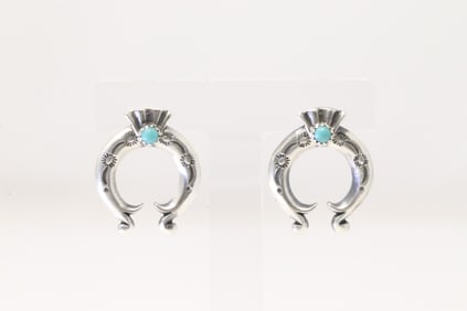 Native America Navajo Sterling Silver Turquoise Naja Post Earring's By Paige Gordan.