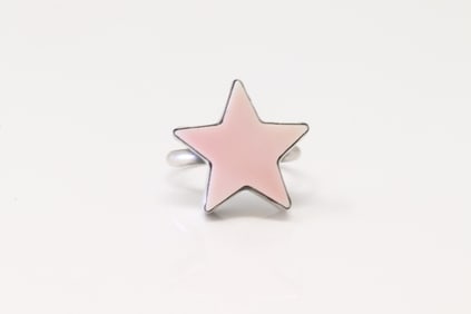 Native America Navajo Sterling Silver Pink Conch Shell Star Ring By Donovan Skeets.
