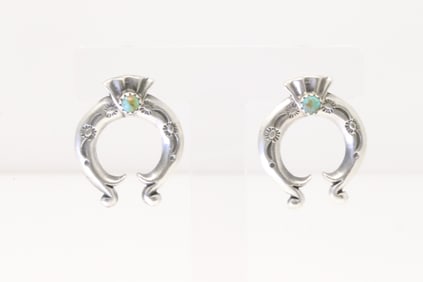 Native American Navajo Sterling Silver Turquoise Naja Post Earring's By Paige Gordon.