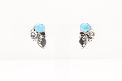 Native American Navajo Sterling Silver Turquoise Post Earring's By Leona Delgarito.