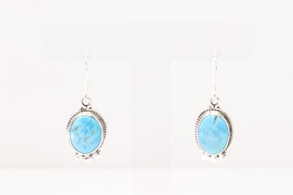 Native American Navajo Sterling Silver Turquoise Dangling Earring's By Sharon McCarthy.