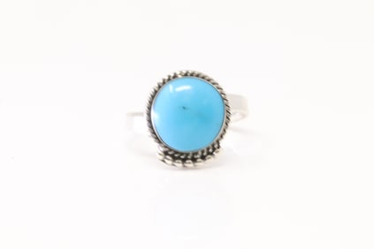 Native America Navajo Sterling Silver Turquoise Ring By Helena Barbone.
