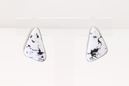 Native America Navajo Sterling Silver White Buffalo Post Earring's By Judith Dixon.