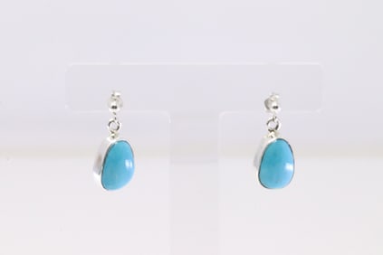 Native America Navajo Sterling Silver Turquoise Post Earring's By S.H.