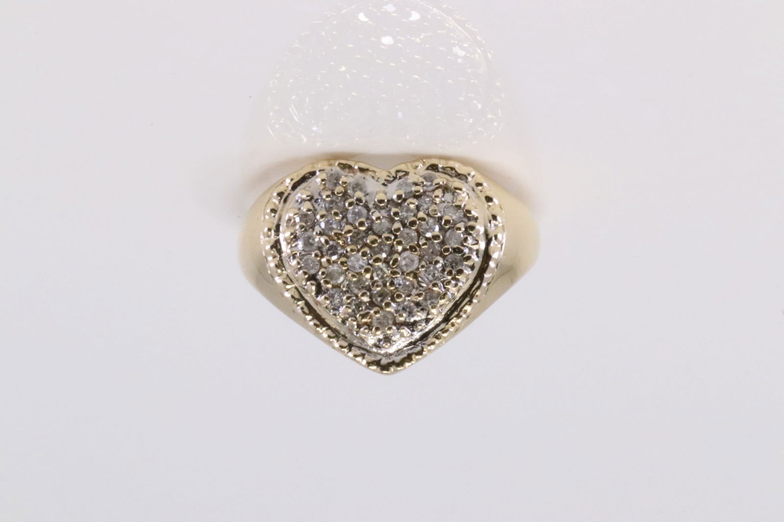 14Kt Yellow Gold Diamond Heart Ring. (1 of 4)