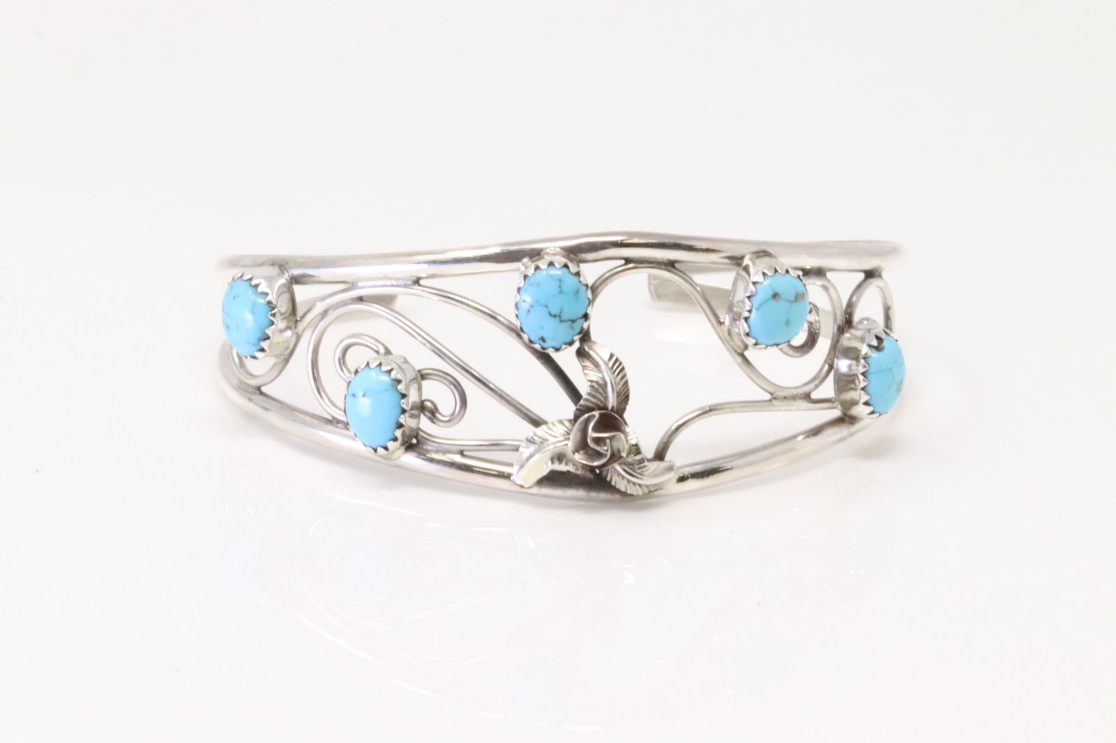 Native America Navajo Sterling Silver Turquoise Bracelet Cuff By Max Calladitto. (1 of 4)