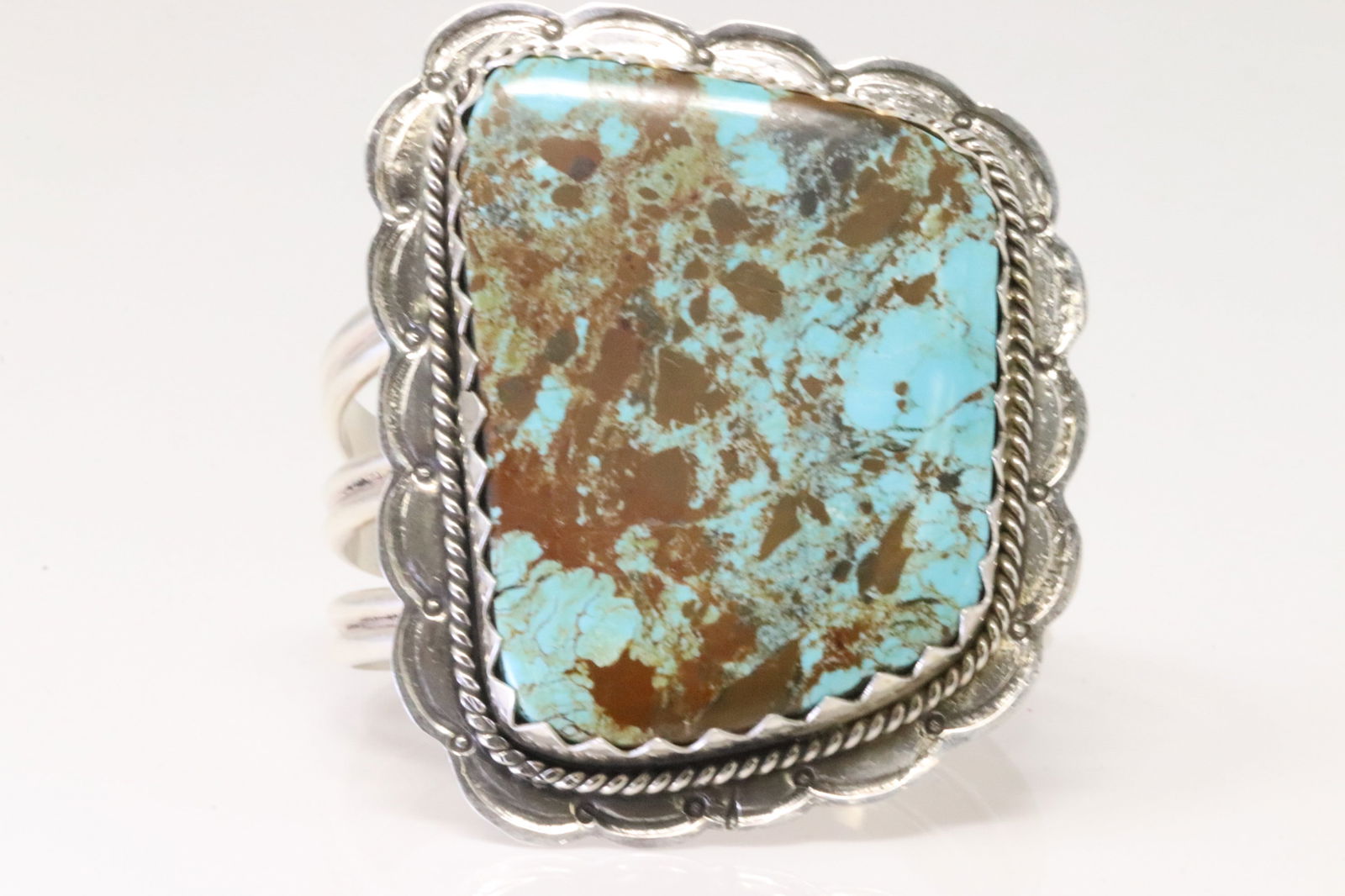 Native America Navajo Sterling Silver Turquoise Bracelet Cuff By D.H. (1 of 5)