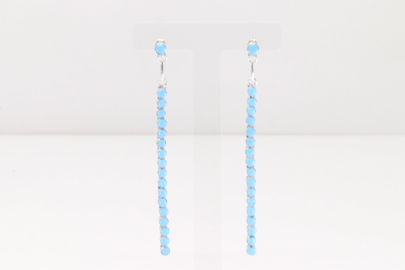 Native America Zuni Sterling Silver Turquoise Post / Dangling Earring's By Erma Esalalio. (1 of 4)