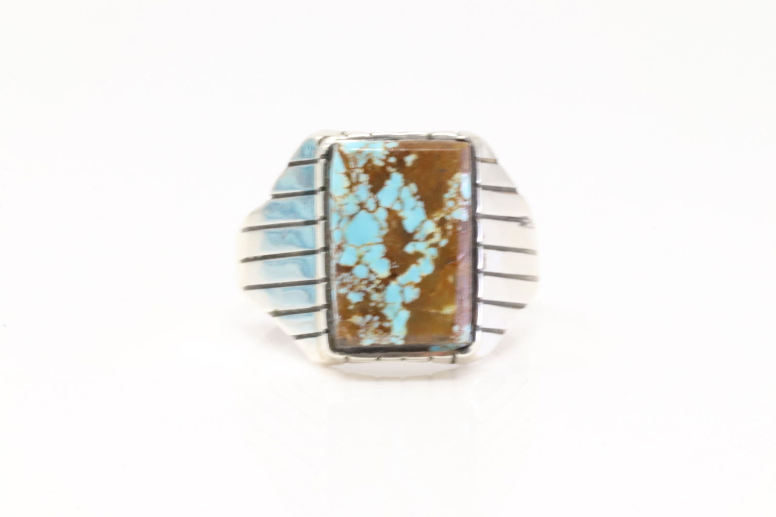 Native America Navajo Sterling Silver Men Turquoise Ring By R. (1 of 4)