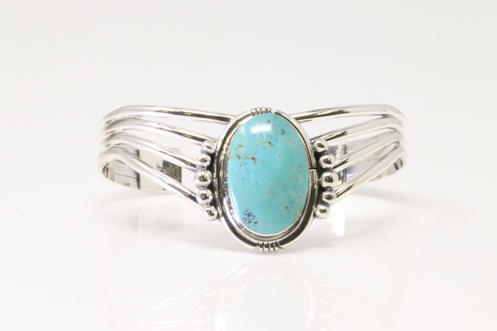 Native American Navajo Sterling Silver Turquoise Bracelet Cuff By Harold Becenti. (1 of 4)