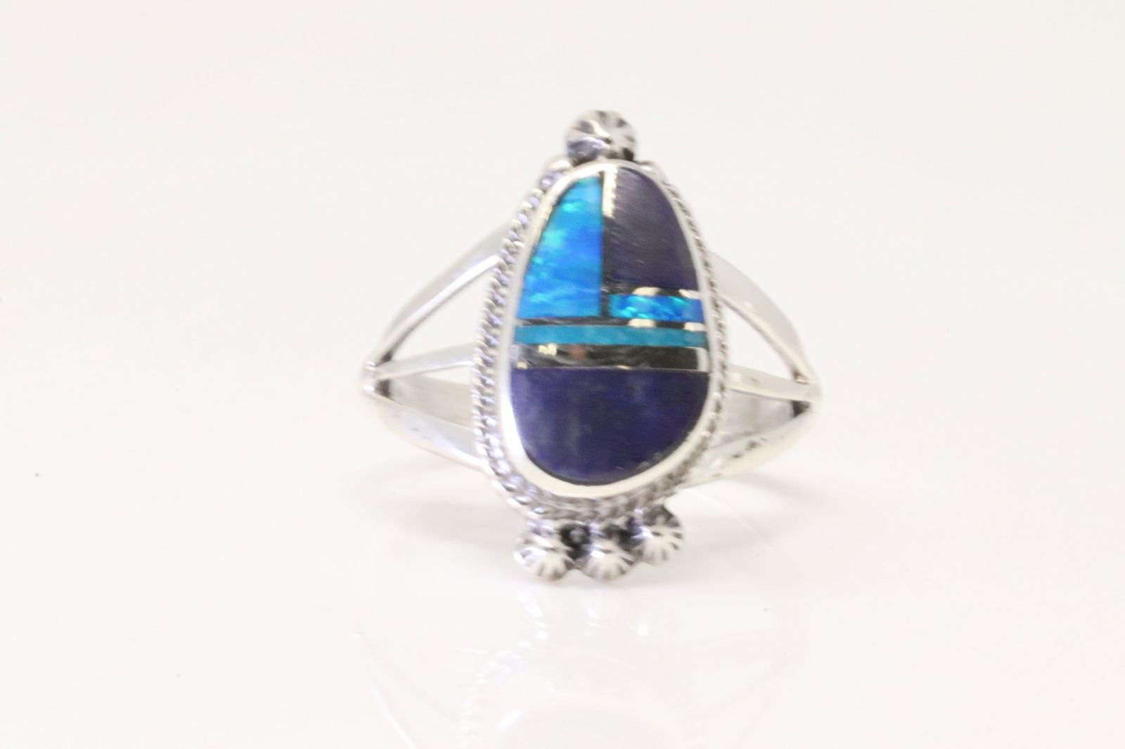 Native America Navajo Sterling Silver Multi-Color Stone Inlay Ring By James Manygoat. (1 of 4)