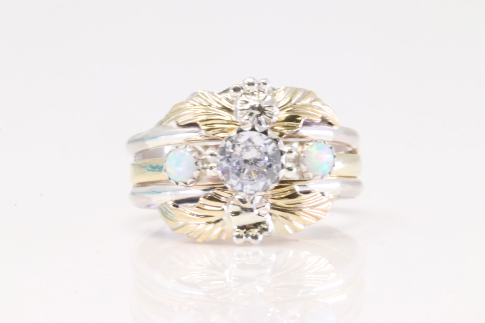 Native America Navajo Sterling Silver Synthetic Opal Ring By Virginia. (1 of 4)