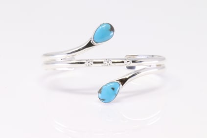 Native America Navajo Sterling Silver Turquoise Bracelet Cuff By Thomas Yazzie.