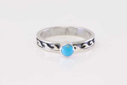 Native America Navajo Sterling Silver Turquoise Ring By E.K.