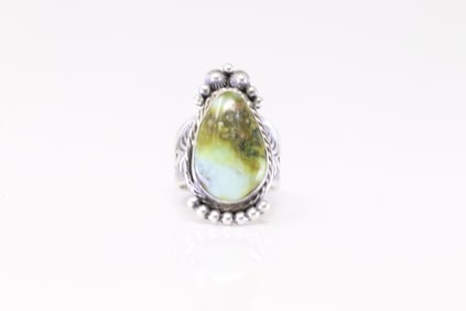 Native America Navajo Sterling Silver Palomino Ring By Adrienne Gordon.