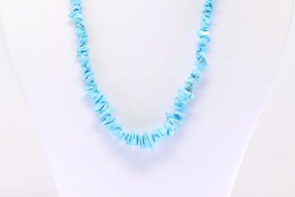 Native America Navajo Sterling Silver Turquoise Necklace .