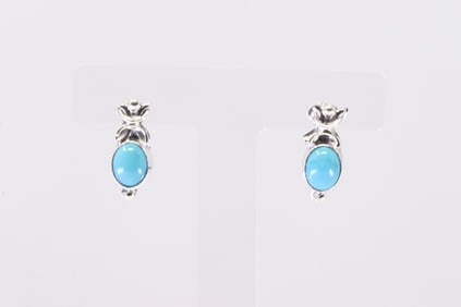 Native America Navajo Sterling Silver Turquoise Post Earring's By Annette Chiquito.