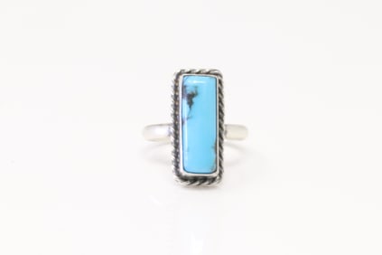 Native America Navajo Sterling Silver Turquoise Ring By A.L.