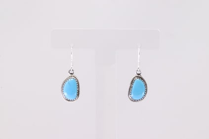 Native America Navajo Sterling Silver Turquoise Dangling Earring's By Sharon McCarthy.