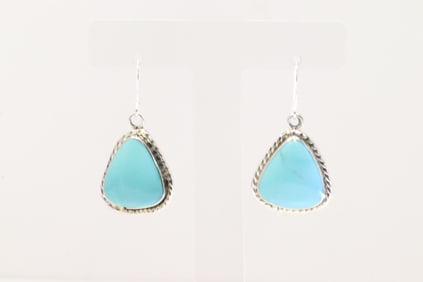 Native America Navajo Sterling Silver Turquoise Dangling Earring's By Ryntanna Yazzie.