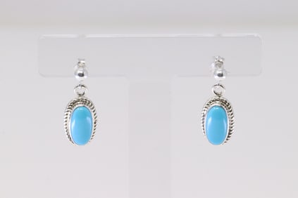 Native America Navajo Sterling Silver Turquoise Post Earring's By S.H.