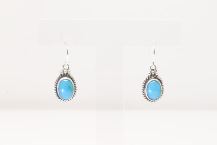 Native America Navajo Sterling Silver Turquoise Dangling Earring's By Rosemary Saunders.