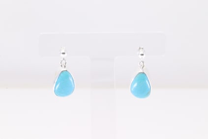 Native America Navajo Sterling Silver Turquoise Post / Dangling Earring's By A.