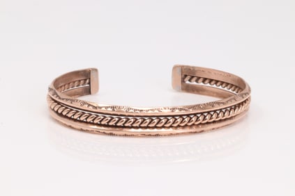 Native America Navajo Copper Bracelet By Elaine Tahe.