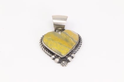 Native America Navajo Sterling Silver Bumble Bee Heart Pendant By Robert Shakey.