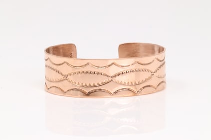 Native America Navajo Copper Bracelet Cuff By Elaine Tahe.