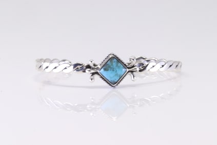 Native America Navajo Sterling Silver Turquoise Bracelet Cuff By Mike Smith.