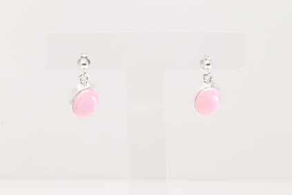 Native America Navajo Sterling Silver Pink Conch Shell Post / Dangaling Earring's By A.