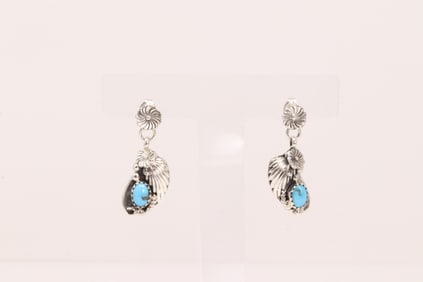 Native America Navajo Sterling Silver Turquoise Post / Dangling Earring's.