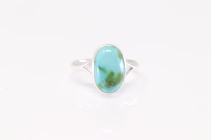Native America Navajo Sterling Silver Sonora Gold Turquoise Ring.