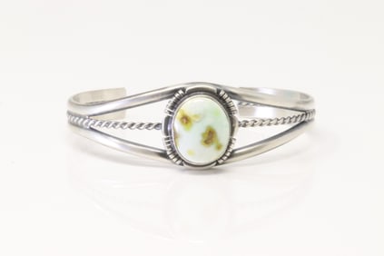 Native America Navajo Sterling Silver Palomino Bracelet Cuff By J.F.