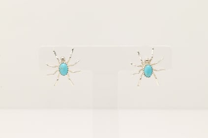 Native America Navajo Sterling Silver Turquoise Spider Post Earring's.