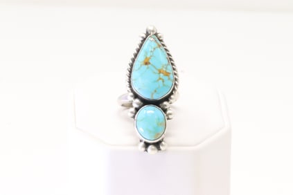 Native America Navajo Sterling Silver Turquoise Ring By A.M.