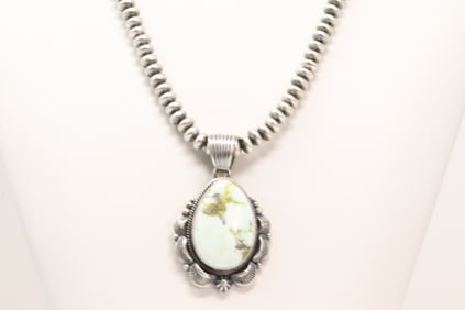 Native America Navajo Sterling Silver Palomino Necklace By R.H.B.