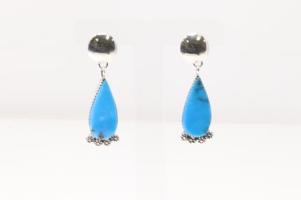 Native America Navajo Sterling Silver Turquoise Post / Dangling Earring's By Selina Warner.