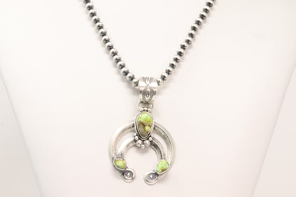 Native America Navajo Sterling Silver Palomino Naja Necklace By Samuel Yellowhair.